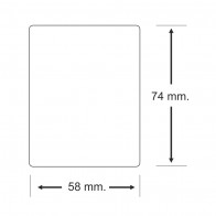 Etichette adesive in bobina 58 x 74 mm. misure carta termica diretta